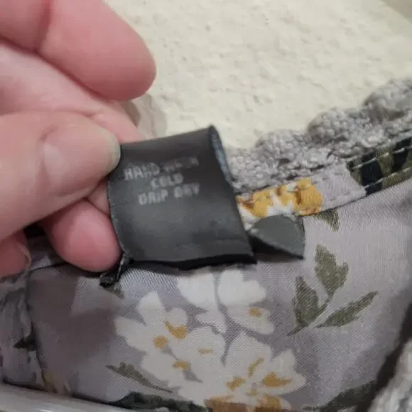 Angie Floral Crochet Trim Midi Faux Wrap Dress Cap Sleeve Multicolor Size Small - Picture 8 of 8